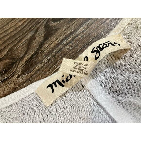 Michael Stars Womens White Honeymoon Caftan Boho Fringe Beach Cover OS - Picture 5 of 8